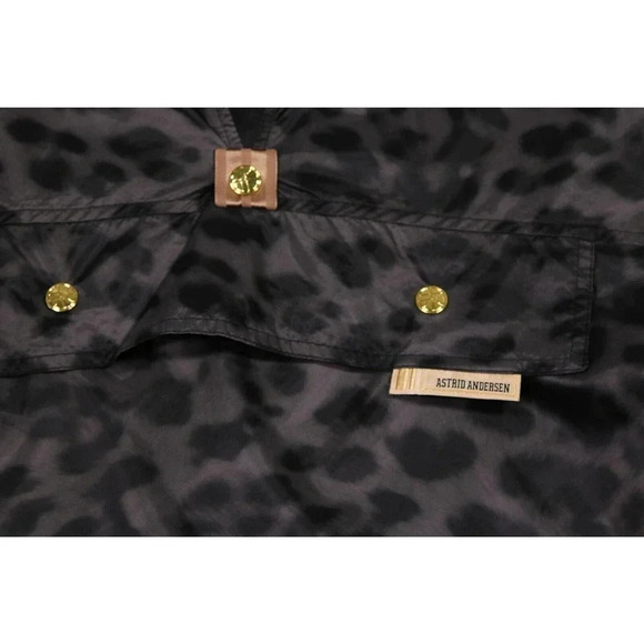 Astrid Andersen Green Leopard Print Hooded Pullover Rain Jacket Unisex Small - Picture 4 of 10